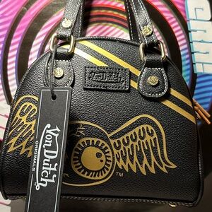⚡️Von Dutch Originals Black and Gold Bowling Bag RACECAR purse originally $149
